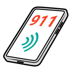 Phone with 911 on screen.